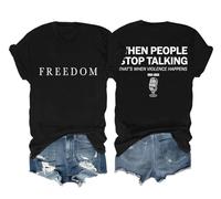 Camiseta Freedom para mujeres y hombres cuando la gente deja de hablar es cuando la violencia sucede, Negro, XXL