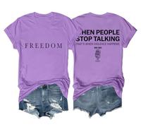 Camiseta Freedom para mujeres y hombres cuando la gente deja de hablar es cuando la violencia sucede, Morado (, XXL