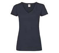 Camiseta Fruit of the Loom SS047, con cuello en V, ajustada, para mujer Azul Deep Navy Small