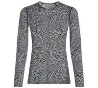 Camiseta funcional de mujer Icebreaker Women Merino 200 Oasis LS Crewe Flock Forms AOP Talla: L / Color: blanco/negro