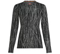 Camiseta funcional de mujer Icebreaker Women Merino 260 Tech Vertex LS Crewe Delta Lines AOP Talla: S / Color: negro/blanco