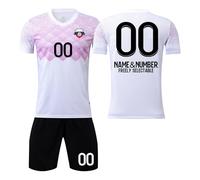 Camiseta Fútbol Miami Personalizadas Nombre Número Logotipo para Regalo de Fútbol, Fútbol DIY con Conjunto V CuelloTop/Pantalón Corto/Calcetines para Hombres y Niño