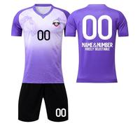 Camiseta Fútbol Miami Personalizadas Nombre Número Logotipo para Regalo de Fútbol, Fútbol DIY con Conjunto V CuelloTop/Pantalón Corto/Calcetines para Hombres y Niño