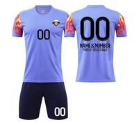 Camiseta Fútbol Miami Personalizadas Nombre Número Logotipo para Regalo de Fútbol, Fútbol DIY con Conjunto V CuelloTop/Pantalón Corto/Calcetines para Hombres y Niño