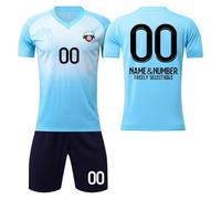 Camiseta Fútbol Miami Personalizadas Nombre Número Logotipo para Regalo de Fútbol, Fútbol DIY con Conjunto V CuelloTop/Pantalón Corto/Calcetines para Hombres y Niño