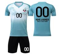 Camiseta Fútbol Miami Personalizadas Nombre Número Logotipo para Regalo de Fútbol, Fútbol DIY con Conjunto V CuelloTop/Pantalón Corto/Calcetines para Hombres y Niño
