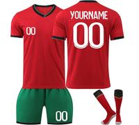 Camiseta Fútbol Portugal Personalizadas Nombre y Número para Hombres y Niño, equipación Fútbol DIY con Conjunto Top Pantalón Corto y Calcetines Regalo de Fútbol