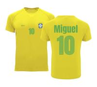Camiseta Fútbol Selecciones - Estilo Mundial 2026 - Hombre y Mujer - Personalizable con Nombre y Número - No Oficial (FR/ES, Letras, S, Regular, Regular, Amarillo, Brasil, Hombre)