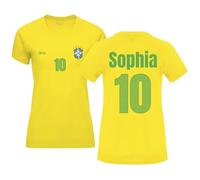 Camiseta Fútbol Selecciones - Estilo Mundial 2026 - Hombre Y Mujer - Personalizable con Nombre Y Número - No Oficial (XXL, Amarillo, Brasil, Mujer)