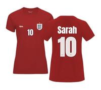 Camiseta Fútbol Selecciones - Estilo Mundial 2026 - Hombre Y Mujer - Personalizable con Nombre Y Número - No Oficial (L, Rojo, Inglaterra, Mujer)