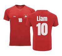 Camiseta Fútbol Selecciones - Estilo Mundial 2026 - Hombre Y Mujer - Personalizable con Nombre Y Número - No Oficial (M, Rojo, Suiza, Hombre)