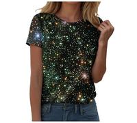 Camiseta Galaxy para mujer 3D con estampado de galaxia, diseño gráfico de cielo, cielo estrellado, espacio exterior, carnaval, disfraz, camiseta de manga corta, cuello redondo, parte superior para
