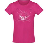 Camiseta: Gato - Gata Gatito Felino Cat Kitty Kitten Gatero Amento Miau - Comic - T-Shirt Niños Chica Niña Kid-s Rosa - Pijama Outdoor Dulce - Regalo Cumpleaños Navidad Birthday (140)