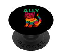 Camiseta Gay Pride Cute Cat Ally Rainbow PopSockets PopGrip Adhesivo