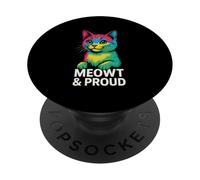 Camiseta Gay Pride Cute Cat Meowt & Proud Rainbow PopSockets PopGrip Adhesivo