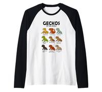 Camiseta Geckos of The World Diseño Reptiles Lagartos Camiseta Manga Raglan