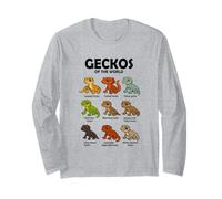 Camiseta Geckos of The World Diseño Reptiles Lagartos Manga Larga