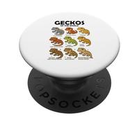 Camiseta Geckos of The World Diseño Reptiles Lagartos PopSockets PopGrip Adhesivo