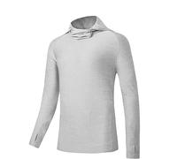 Camiseta genérica anti UV hombre baño manga larga verano ropa deportiva secado rápido chaqueta con capucha protección UV UPF 50+ ligera y transpirable sudadera con capucha para surf y natación, gris