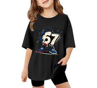 Camiseta genérica Chica Verano Manga Corta Dibujos Animados Número Impreso Casual Ligero Suave para Niños Top Diario Manga Corta, Le Noir, 5-6 Años
