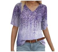 Camiseta genérica de manga corta elegante y moderna para mujer, top negro y mujer, morado, XXL