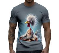Camiseta genérica de manga corta para hombre, camiseta de fantasía con estampado de gallo en 3D, chaqueta humorística de cuello redondo, camisa de moda, primavera, verano, camisa casual de moda