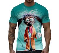 Camiseta genérica de manga corta para hombre, camiseta de fantasía con estampado de gallo en 3D, chaqueta humorística de cuello redondo, camisa de moda, primavera, verano, camisa casual de moda