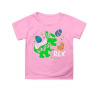 Camiseta genérica de manga corta para Pascua infantil, liso, cuello redondo, alto, informal, algodón, cómodo, para niña, niña, niña, ropa de temporada, rosa, 3-4 Años