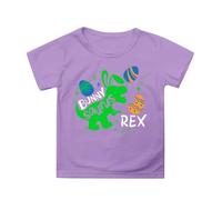 Camiseta genérica de manga corta para Pascua infantil, liso, cuello redondo, alto, informal, algodón, cómodo, para niña, niña, niña, ropa de temporada, morado, 10-11 Años