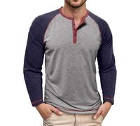 Camiseta genérica de manga larga, camiseta deportiva para hombre, cuello redondo y botones de corte delgado básico e informal para el día a día, de tejido suave y cómodo para otoño e invierno