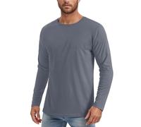 Camiseta genérica de manga larga para hombre, camiseta para hombre, de protección informal, cómoda y transpirable, color sólido básico para el día a día en casa, senderismo en primavera o verano