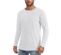 Camiseta genérica de manga larga para hombre, camiseta para hombre, de protección informal, cómoda y transpirable, color sólido básico para el día a día en casa, senderismo en primavera o verano