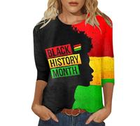 Camiseta genérica de manga larga para mujer, camiseta de manga larga negra para mujer, blusa de celebración africana, camiseta de manga 3/4, cuello redondo, Le Noir, L