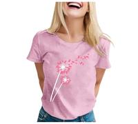 Camiseta genérica de sensibilización de cáncer de mama para mujer, top de algodón cómodo, apoyando la lucha y la esperanza de una causa importante, rosa, S