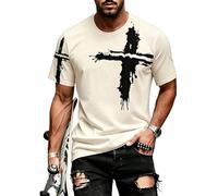 Camiseta genérica Jesús estampada Cruz Hombre Punk Oversized Streetwear Camiseta deportiva de manga corta transpirable corte ajustado estilo hiphop para primavera verano muscle Tee grandes tallas