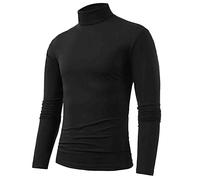 Camiseta genérica para hombre, cuello alto, ajustada, camiseta de manga larga, blusa elegante, tops cómodas, ropa para ocasiones diarias, Negro , M