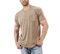 Camiseta genérica para hombre o verano de corte clásico con cuello redondo que ofrece un confort óptimo para la piel, caqui, M