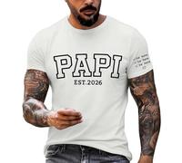 Camiseta genérica para hombre Super Papa impresa camisa de día del padre camiseta de letras divertidas para papá, ropa casual superior para padres, camisa deportiva y ocio de manga corta, blanco, L