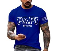 Camiseta genérica para hombre Super Papa impresa camisa de día del padre camiseta de letras divertidas para papá, ropa casual superior para padres, camisa deportiva y ocio de manga corta, azul, XXXL
