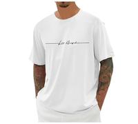 Camiseta genérica para hombre, talla grande, cuello redondo, manga corta, con impresión de la ciudad, alta básica, corte suelto, informal, superior urbano, blanco, XXXXXXL