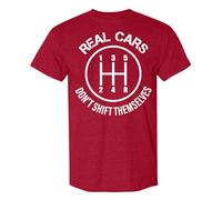Camiseta genérica para hombres, los verdaderos coches no lo hacen a sí mismos, palo manual,Humorístico,mecánico de carreras de coches, rojo, XL