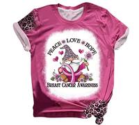 Camiseta genérica para mujer con mensaje de sensibilización de cáncer de mama, de algodón cómodo con impresión motivante para apoyo y solidaridad, Le Noir, XXL