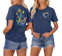Camiseta genérica para mujer con mensaje inspirador sobre educación especial, ropa cómoda y sensibilizante, azul marino, L