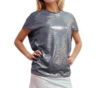 Camiseta genérica para mujer de manga larga y holgada, con mangas de murciélago extensible de color sólido para adulto para mujer, gris oscuro, L