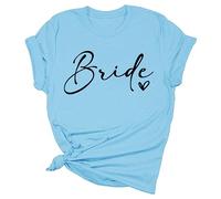 Camiseta genérica para mujer elegante para ceremonia de boda y fiestas, camiseta informal de dama de honor, camisa cómoda y moderna, azul celeste, S