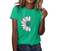 Camiseta genérica para mujer, girasol, mariposas, camisetas de mujer con estampado floral, blusa de cuello redondo y manga corta para mujer, tops casuales, naturaleza, ropa de moda para verano y