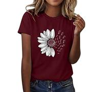 Camiseta genérica para mujer, girasol, mariposas, camisetas de mujer con estampado floral, blusa de cuello redondo y manga corta para mujer, tops casuales, naturaleza, ropa de moda para verano y