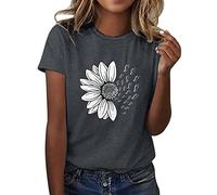 Camiseta genérica para mujer, girasol, mariposas, camisetas de mujer con estampado floral, blusa de cuello redondo y manga corta para mujer, tops casuales, naturaleza, ropa de moda para verano y
