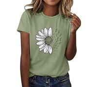 Camiseta genérica para mujer, girasol, mariposas, camisetas de mujer con estampado floral, blusa de cuello redondo y manga corta para mujer, tops casuales, naturaleza, ropa de moda para verano y