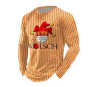 Camiseta genérica para mujer, manga larga, camiseta a rayas, color rojo y blanco con escudo de colonia, sombrero de loco y inscripción Kölsch - Estilo festivo retro camisetas para Carnaval de Colonia